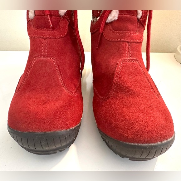 Mint BEARPAW Ophelia Boot Snow Winter Red Suede Leather Shearling Wool Lined - Picture 7 of 14